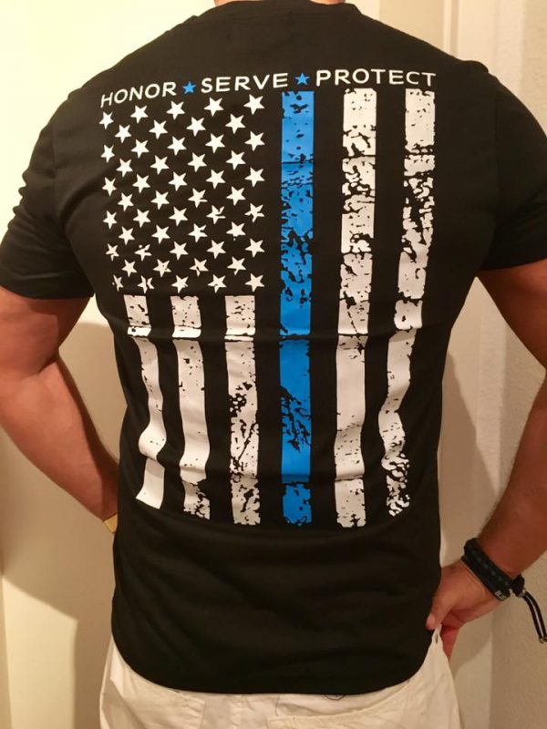 "The Thin Blue Line" USA, sports T-Shirt, black