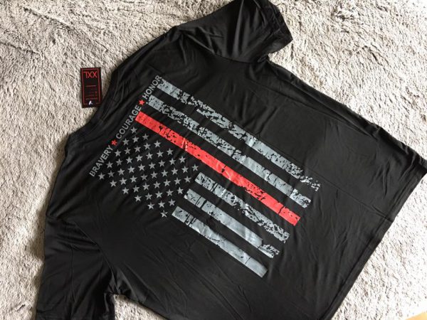 "The Thin RED Line" USA, sports T-Shirt, black
