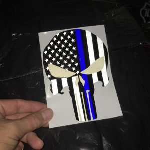 Decal "The Thin Blue Line USA" skull - retro-reflective – Bild 3