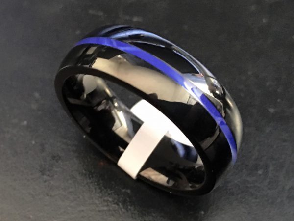 Ring "The Thin Blue Line" Police - lackiert