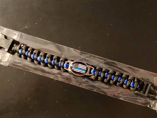 Rescue-Paracord "The Thin Blue Line" + USA-badge