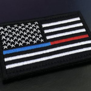 The Thin BLUE+RED Line USA - velcro patch, stitched – Bild 2