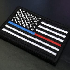 The Thin BLUE+RED Line USA - velcro patch, stitched – Bild 3