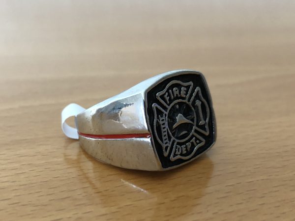 Siegelring "Fire Dept./ The Thin RED Line" - Metall, lackiert