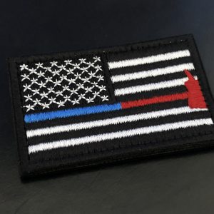 The Thin BLUE+REDaxe Line USA - velcro patch, stitched – Bild 2