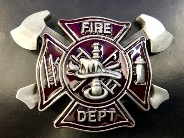 US-Gürtelschnalle/ belt-buckle "FIRE DEPT" cross