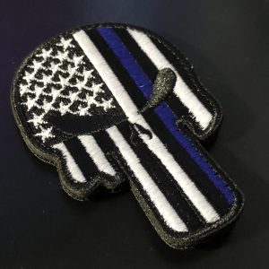 The Thin Blue Line USA (Skull) - velcro patch, stitched – Bild 2