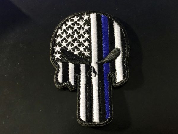 The Thin Blue Line USA (Skull) - velcro patch, stitched