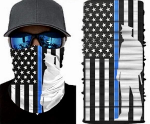 Mund-/ Gesichtsabdeckung/ Schlaufenschal „The Thin Blue Line USA“ + Officer