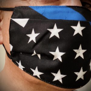 Mund-/ Gesichtsabdeckung „The Thin Blue Line USA“ - schräg - mit Nasendraht & verstellbaren Befestigungen – Bild 8