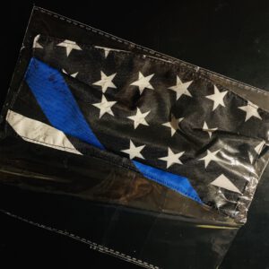 Mund-/ Gesichtsabdeckung „The Thin Blue Line USA“ - schräg - mit Nasendraht & verstellbaren Befestigungen – Bild 2