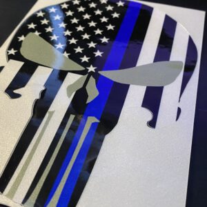 Decal "The Thin Blue Line USA" skull - retro-reflective – Bild 2